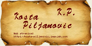 Kosta Piljanović vizit kartica